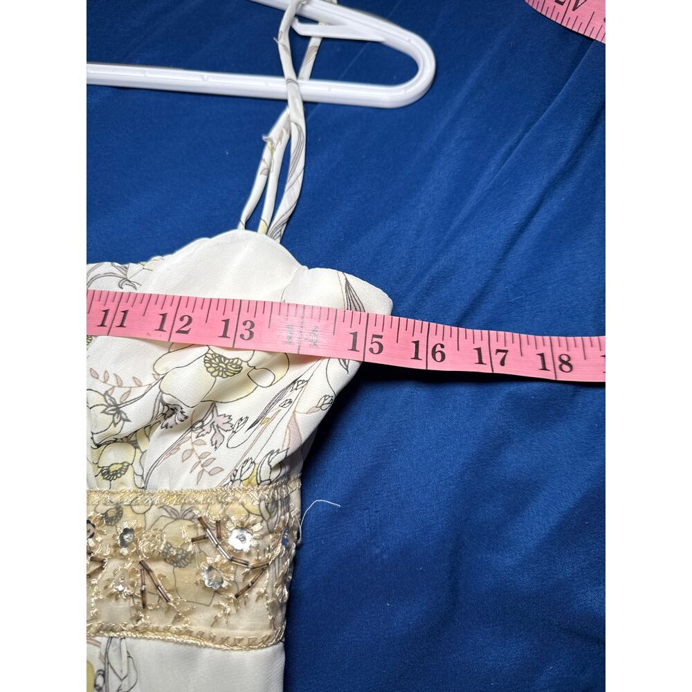 Necessary Objects floral beaded empire‎ waist sheer lined dress womens small y2k - Picture 8 of 10